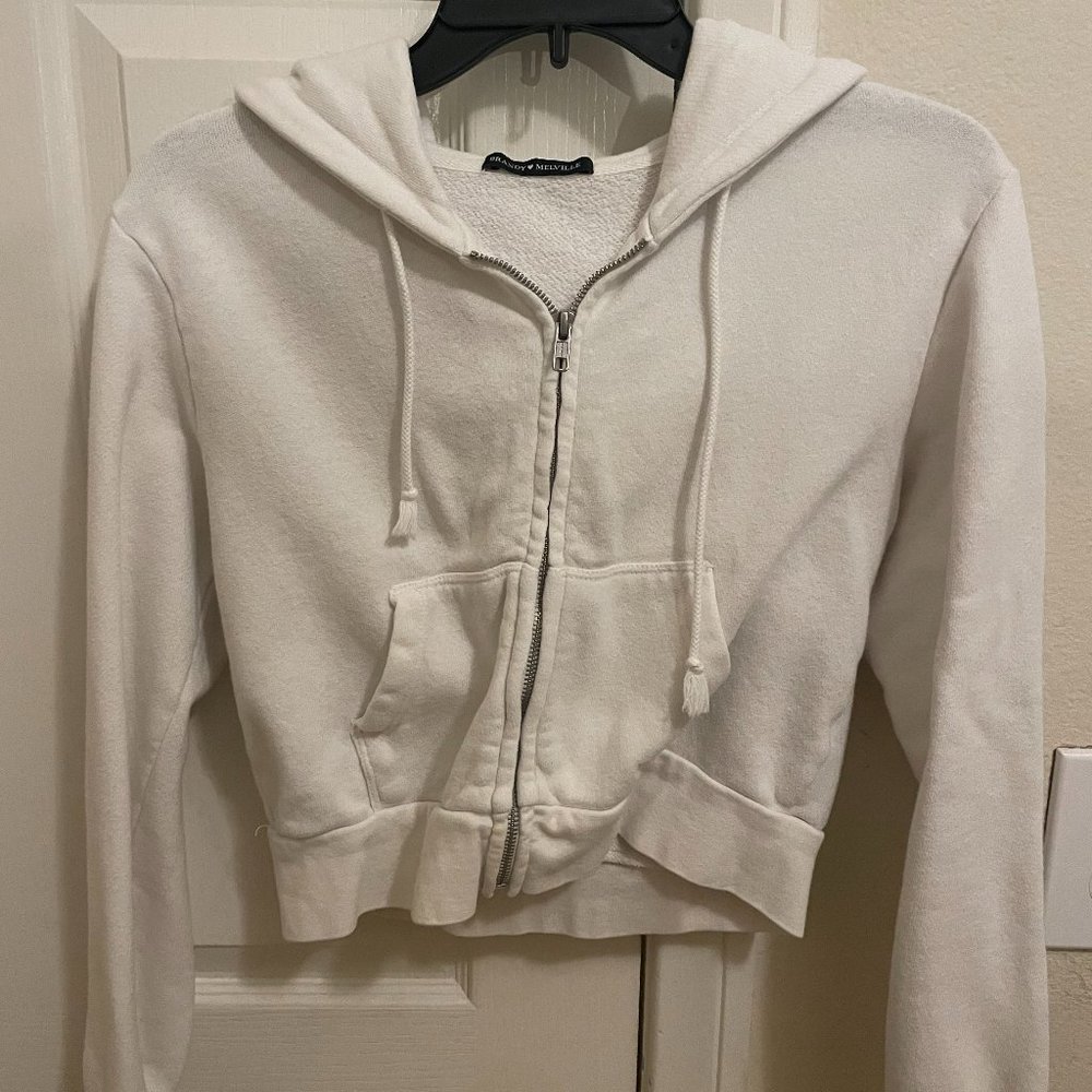Brandy Melville White Crystal Hoodie - One Size